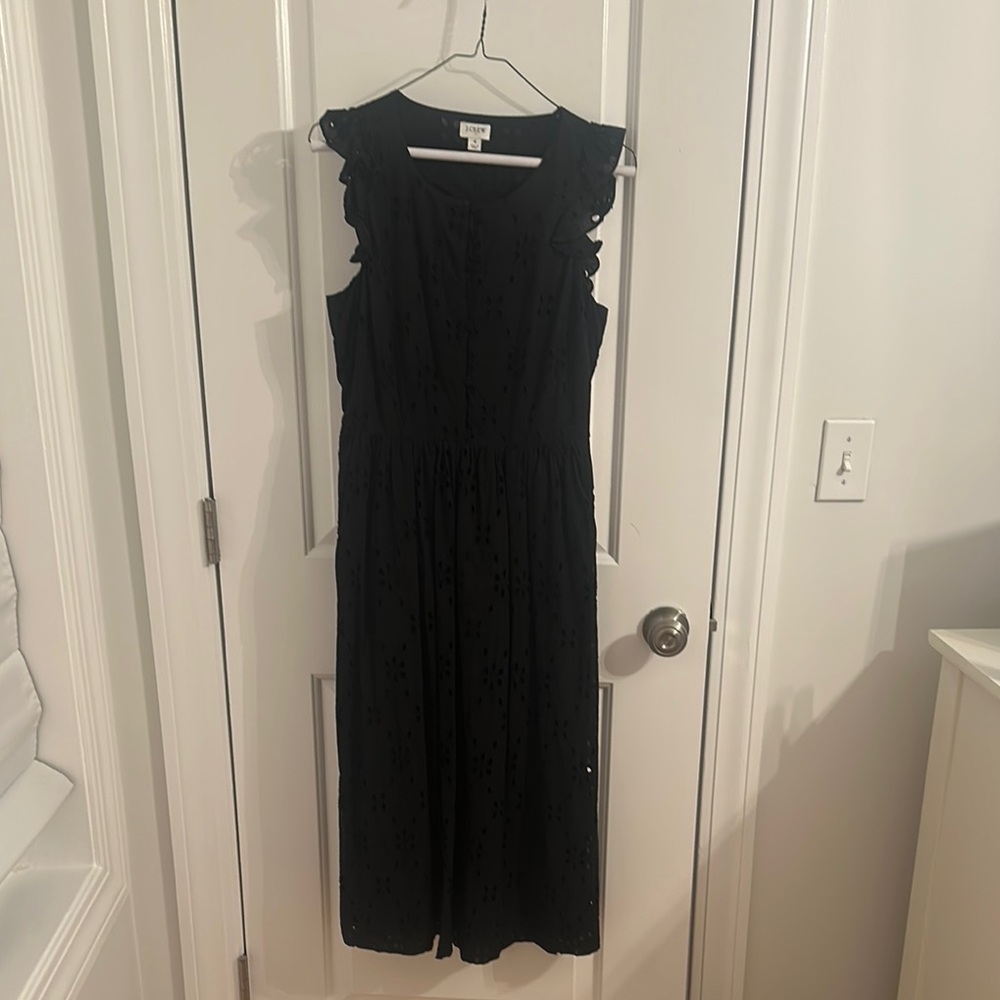 J. Crew Black Sleeveless Midi Sundress